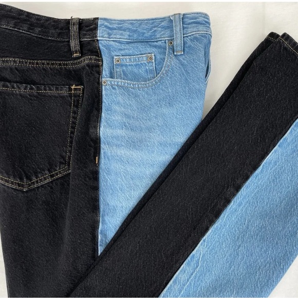 PacSun Eco Blue & Black Paneled 90s Boyfriend Jeans Size 25 - Picture 7 of 11